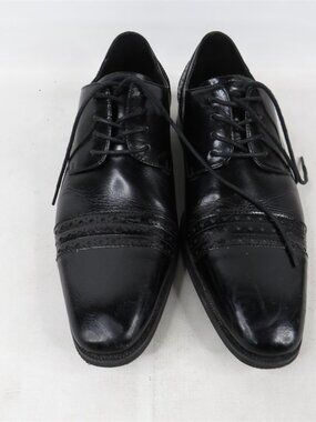 Giovanni Men’s Black Leather Cap Toe Oxford Dress Shoes Size 9.5